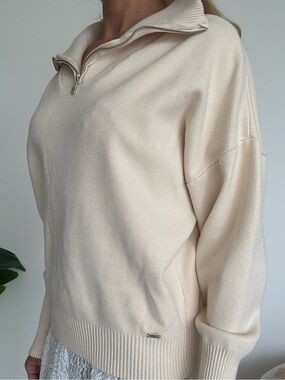 Lune Cream Half-Zip Oversized Women's Sweater